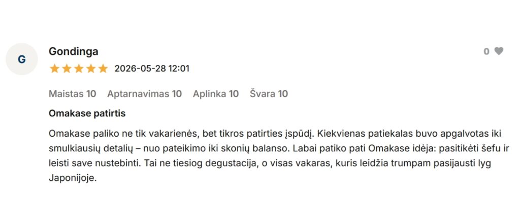 Omakase Vilnius atsliepimai 6